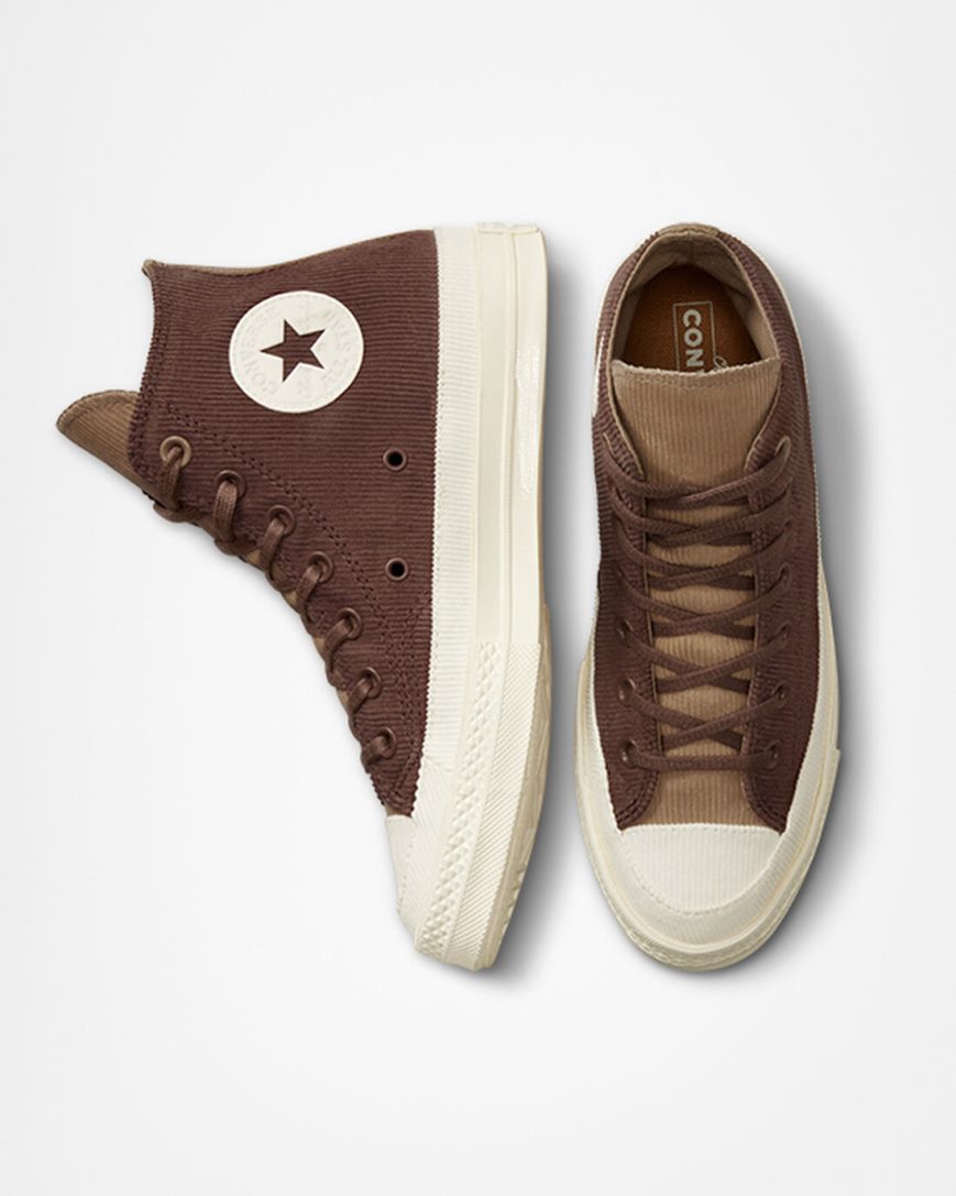 Tenisi Inalti Dama Converse Chuck 70 Stretch Corduroy Maro Kaki | RO IYNUW479